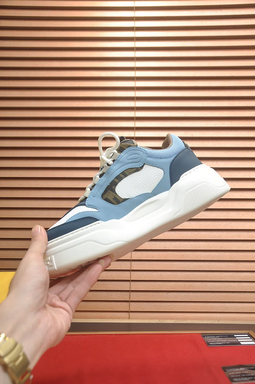 Men's shoes 💰600💶 [Fendi] The latest casual sports shoes 🔥 Many 💑 stars have the same style FD match. The original version is a one-to-one replica. Designer Kim Jones's first fendi match and Donkey brand Trainer basketball sneakers. Material: Original silk mesh. Lining: Breathable mesh. Packaging: Original 1:1 matching high-end packaging. Size: 38-45 (45 is custom-made and cannot be returned or exchanged)